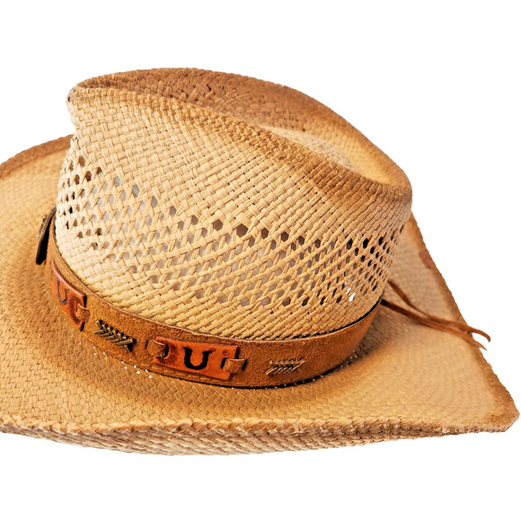 BULLHIDE "Lucky Strike" Panama Straw Raffia Cowboy Hat Shapeable Rhinestones XL - Picture 4 of 13